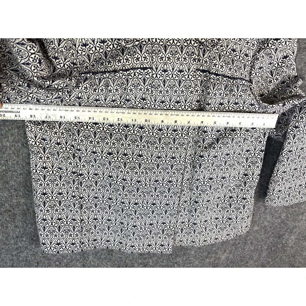 Tory Burch Heidi‎ Jacquard Blazer Jacket Blue Beige Printed Cotton Blend Size 8